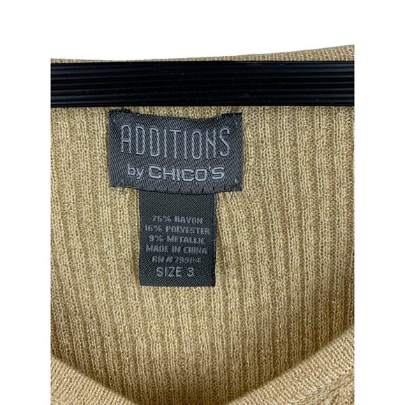 Chicos Additions Womens Ribbed Metallic Knit Sweater Size S Beige - Picture 3 of 6